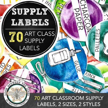 Preview of Art Classroom Decor Supply Labels for K through College Visual Art Classrooms