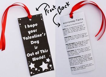Preview of Printable Science Valentine - Astronomy Facts Bookmark - Scale of the Universe