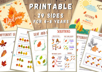 Preview of Printable Autumn Worksheets for kids | Pre-Kindergarten at home learning |  Pre-