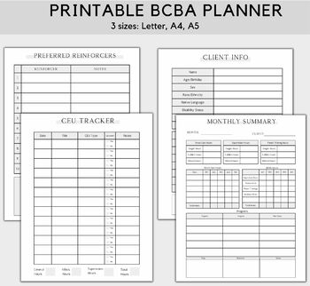 Preview of Printable BCBA Planner | Applied Behavior Analysis Planner ABA