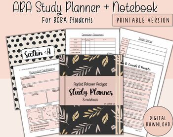 Preview of Printable BCBA Study Notebook and Planner for ABA Students | Behavior Analysis