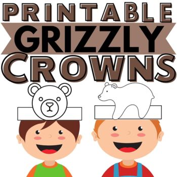 Preview of Printable BEAR Paper Crown Craft Hat | SET OF 2 | Coloring Activity | BEAR HUNT