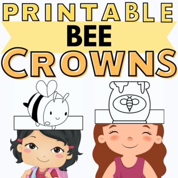 Preview of Printable BEE Paper Crown Craft Hat | SET OF 2 | Coloring Activity NO PREP