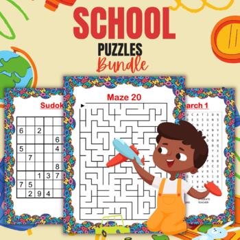 Preview of Printable Back To School Puzzles With Solution - Brain Games Activities Bundle