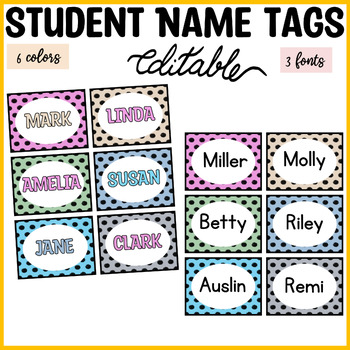 Printable Colorful Student Name Labels, Editable Student Name Labels