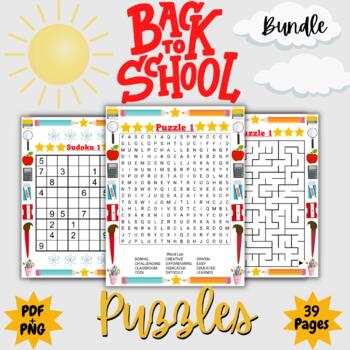 Preview of Printable Back to school Puzzles With Solutions -Fun Games for August September