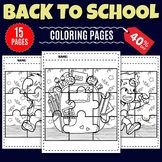 Printable Back to school Jigsaw Coloring puzzles - Fun Aug