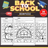 Printable Back to school Jigsaw Coloring puzzles - Fun Aug