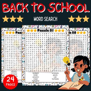 Preview of Printable Back to school Word Search With Solutions-  Fun August Activities