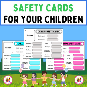 Preview of Printable Backpack Emergency & Safety School ID Cards for Your Children