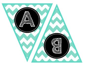 Preview of Banner Letters {Turquoise Chevron}, Scribble Font