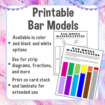 Preview of Printable Bar Model Manipulatives | Strip Diagrams | Fractions | Problem Solving