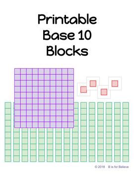 Preview of Printable Base 10 Block Manipulatives