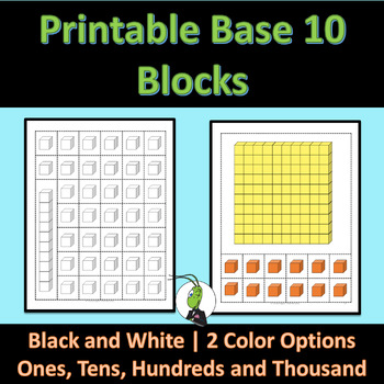 Preview of Base Ten Blocks Printable and Clip Art | Tens and Ones Place Value