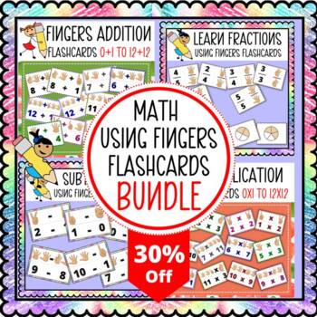 Preview of Printable Basic Math Flashcards Using Fingers For Kids - BUNDLE