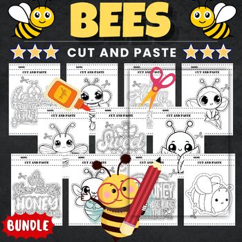 Printable Bees Cut And Paste worksheets - Fun Spring Insects Activities ...