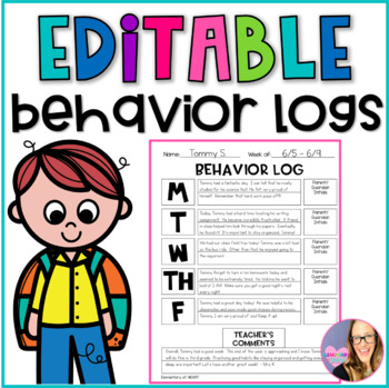 Preview of Editable Behavior Logs (K-5)