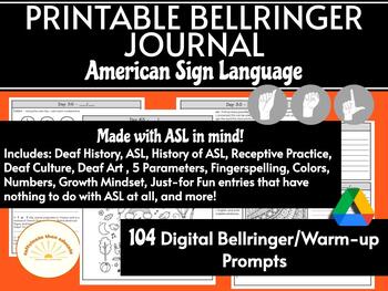 Preview of Printable Bellringer & Warm-Up Journal - For American Sign Language Classes