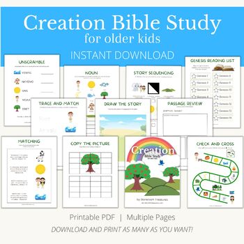 Printable Bible Study and Activity Book Bundle for Kids - Story of Creation
