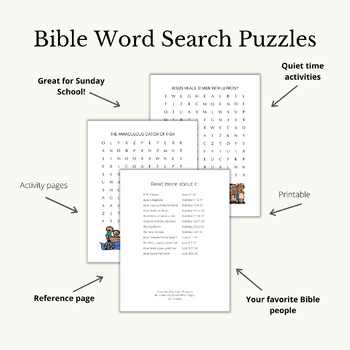 Printable Bible Word Search Kids Activity Book Bundle by StoreroomTreasures