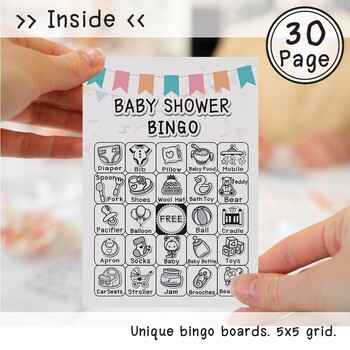 Preview of Printable Bingo, Baby Shower game, Bingo card, give for Mother's day, PartyEvent