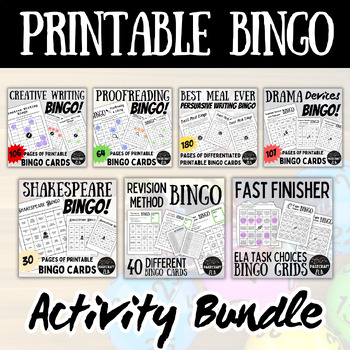 Printable Bingo Cards BUNDLE | ELA and Drama Activities and Resources