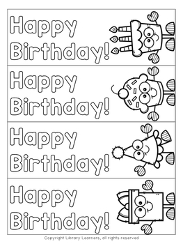 printable birthday bookmarks to color by library learners by cari white