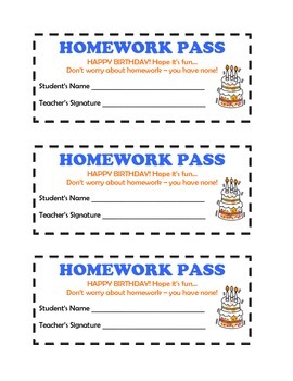 Homework Passes Printable Worksheets Teachers Pay Teachers