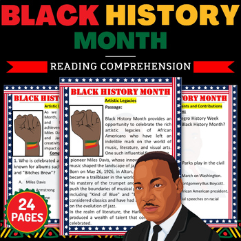 Preview of Printable Black History Month Reading Comprehension Passages with Answers