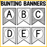Printable Black and White Bunting Banners, Classroom Bunti