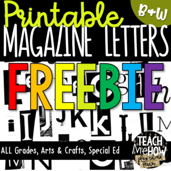 Preview of Printable Magazine Letters, Black & White, Alphabet a-z: Word Work, Literacy