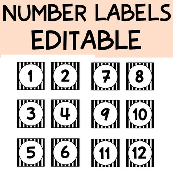 Preview of Printable Black and White Number Labels, Classroom Calendar Number Labels