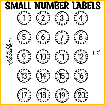 Preview of Printable Black and White Number Labels, Number Signs, Lockers Number labels