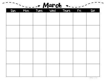 Printable Blank Calendar by Rifenburg's Room | Teachers Pay Teachers