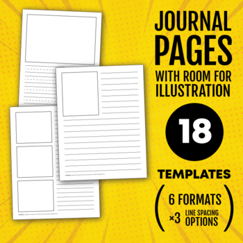 Preview of Printable Blank Journal Pages with Picture Boxes: 18 Templates