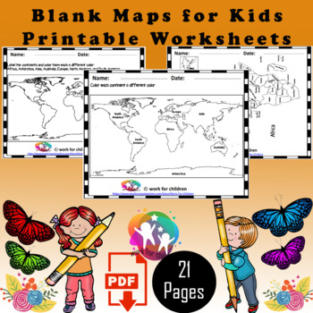 Preview of Printable Blank Maps for Kids – World, Continent, USA