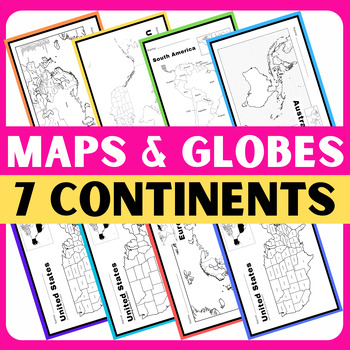 Preview of Printable Blank World Map For Kids- World, all Continents, USA / Coloring Pages