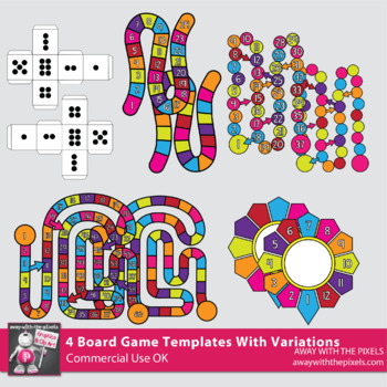 Preview of Printable Board Game Templates, Create Your Own Games Inc Counters & Dice