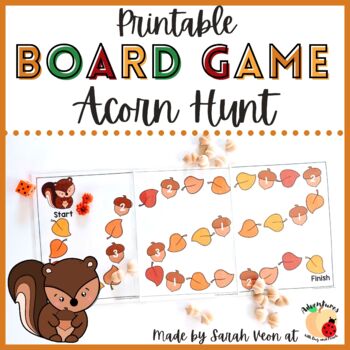 Preview of Printable Board Game for Fall and Autumn - Acorn Hunt