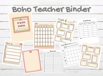 Preview of Printable Boho Teacher Planner