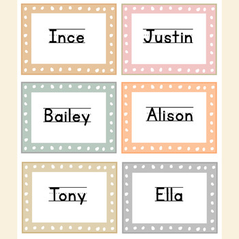 Printable Boho Spotty Student Name Labels, Classroom Labels, Cubbies Labels