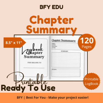 Preview of Printable Book Chapter Summary Template 8.5″ x 11″ 120 Pages