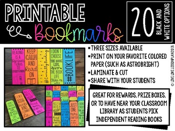 printable bookmarks by livelovelessonplan teachers pay