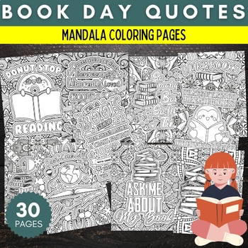Preview of World book day Quotes Mandala Coloring Pages - Fun Book Lovers Activities