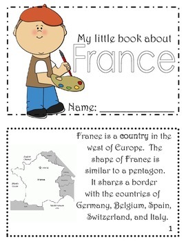 Preview of Printable Book with Facts about France for Students, Kids, Children
