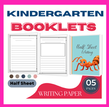 Preview of ⭐⭐⭐ Printable Booklet Templates, Horizontal Half Sheet Writing Paper +05 Cover