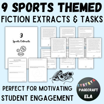 Preview of Printable Booklet of 9 Sports Themed Fiction Extracts and Activities