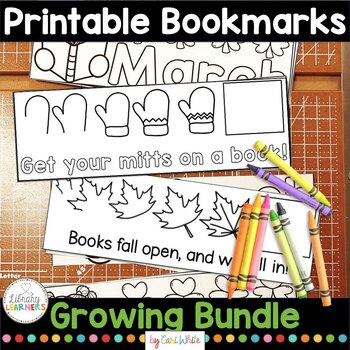 Preview of Printable Bookmarks Growing MEGA Bundle for School Library Centers Activities