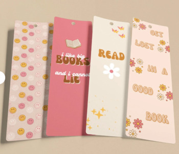 Preview of Printable Bookmarks Retro Boho Floral 70's | Groovy Printable Set Librarian
