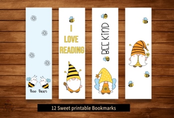 Preview of Printable Bookmarks Template, ANIMALS Bookmarks, Printable Bookmarks Set, bee